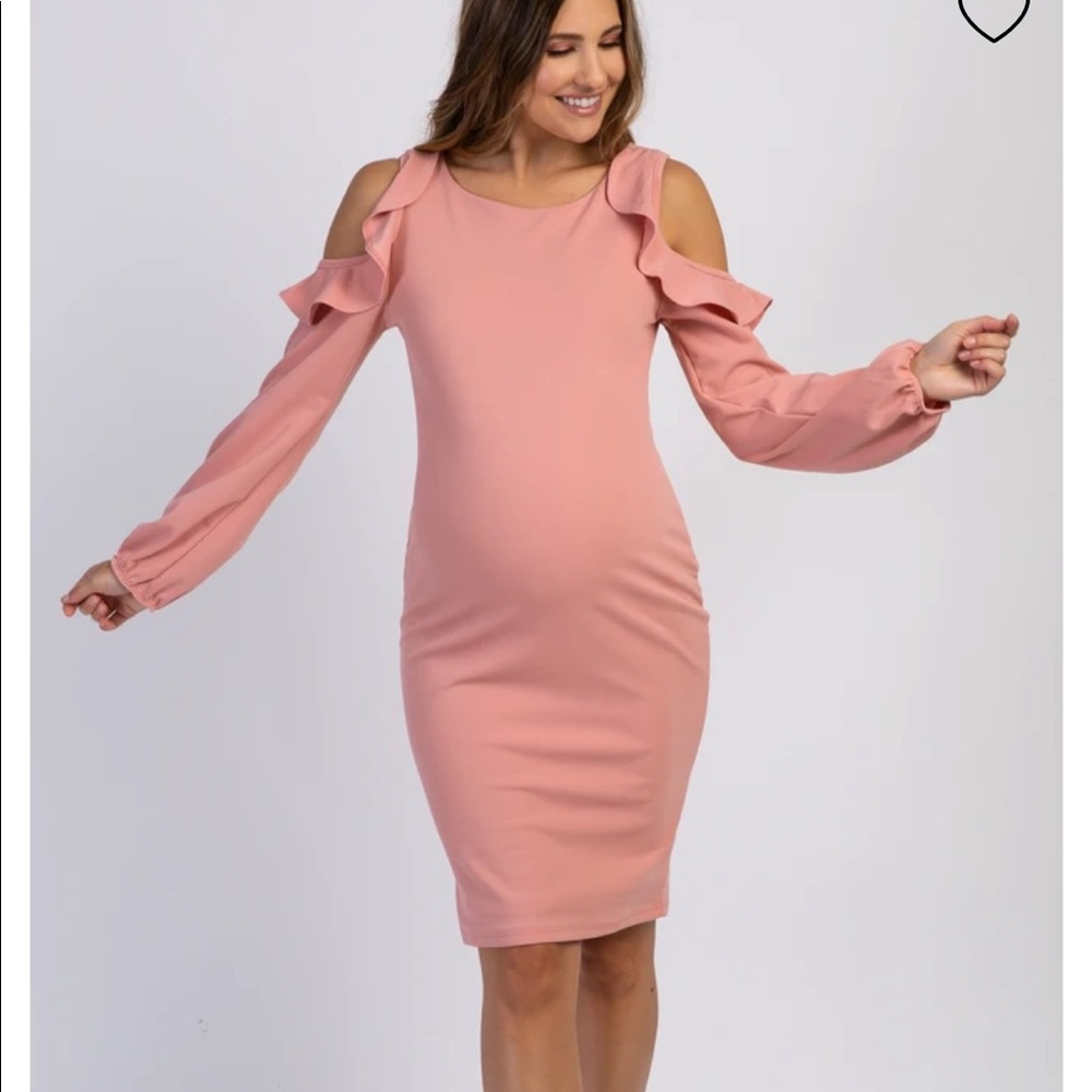 Peach Ruffle Trim Puff Sleeve